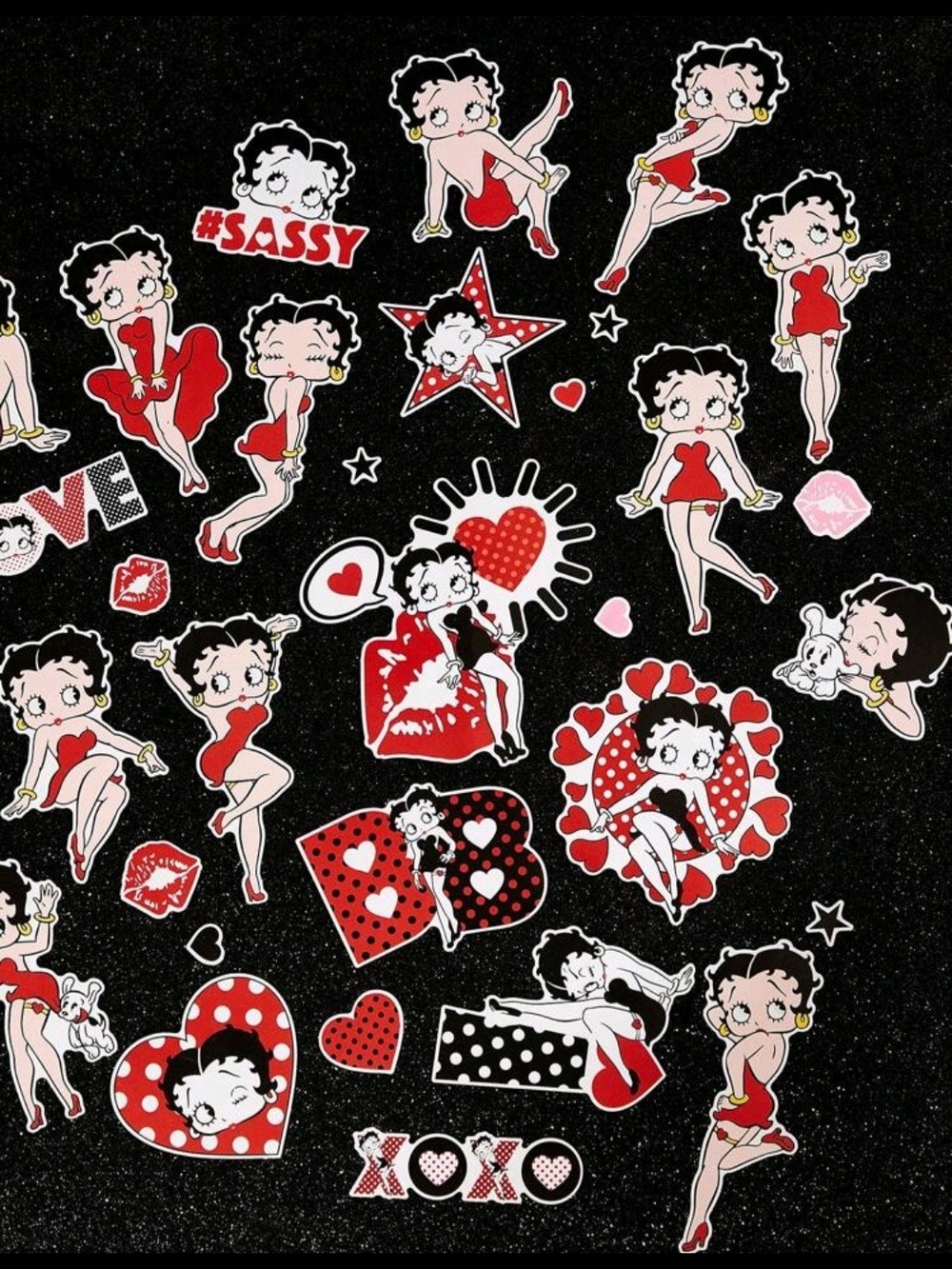 Betty Boop Red Motif Stickers Ten Pack